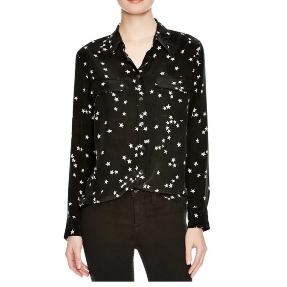 Equipment Black Star Print Button-Down Shirt